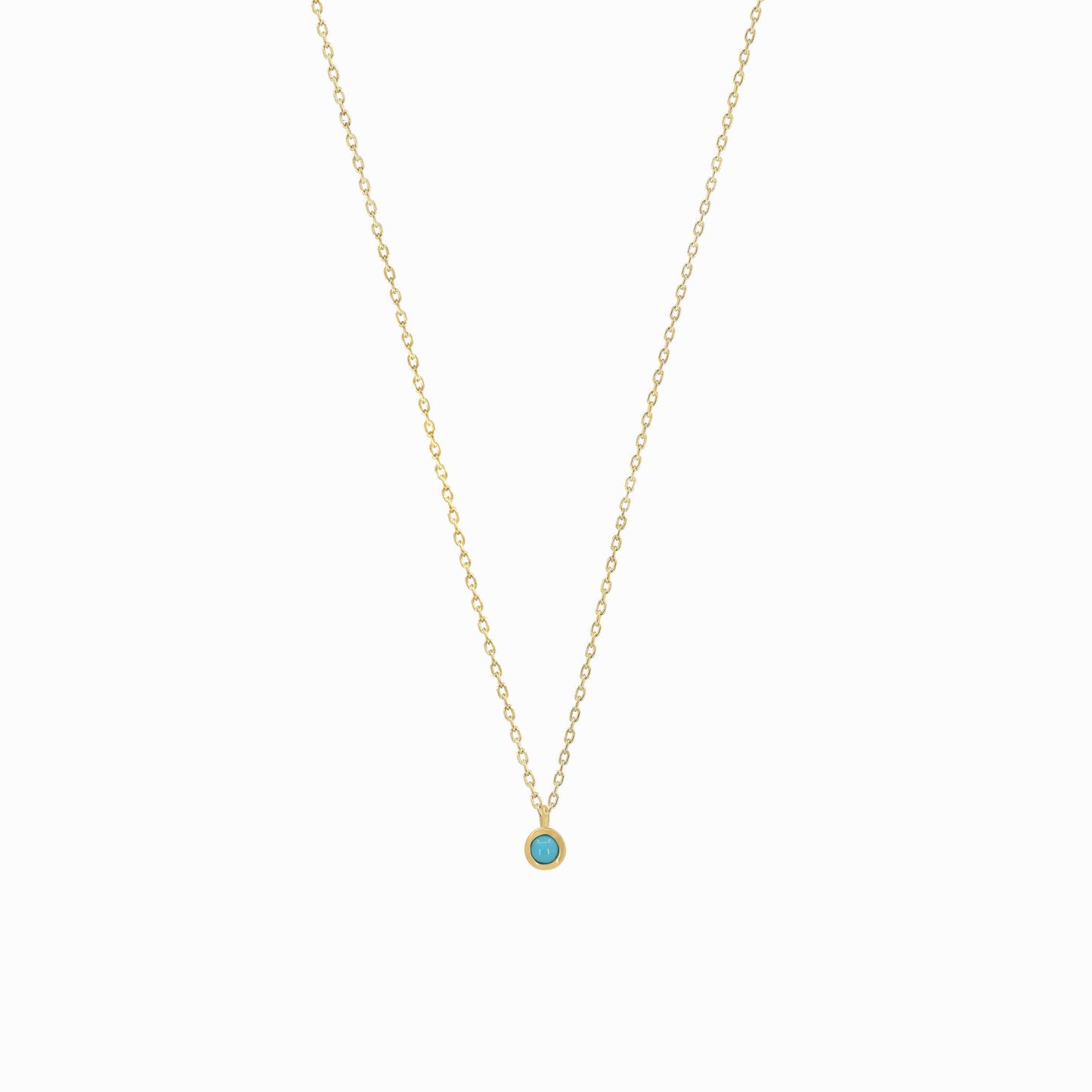 Birthstone Single Turquoise Pendant Necklace 14k Gold | December