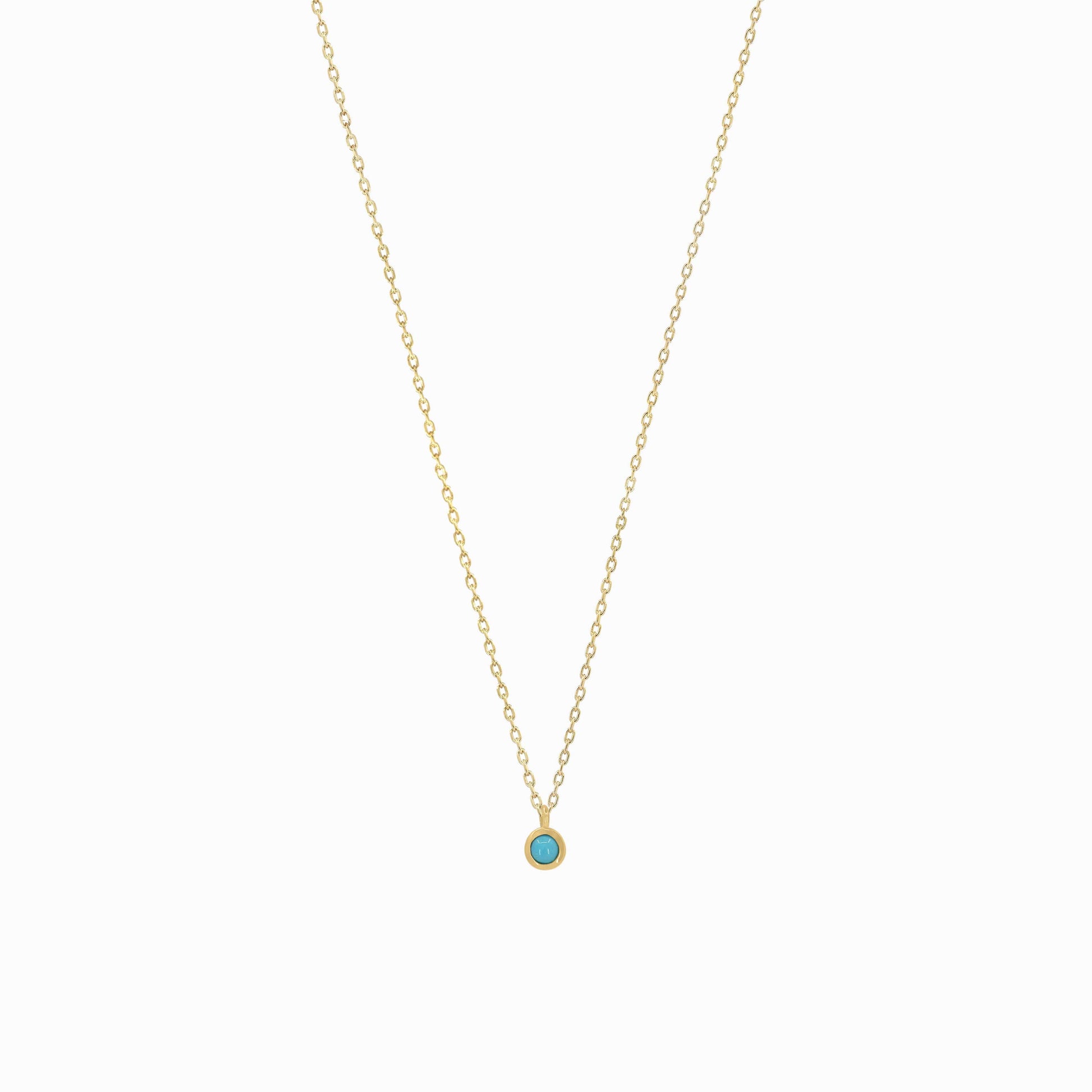 Birthstone Single Turquoise Pendant Necklace 14k Gold | December