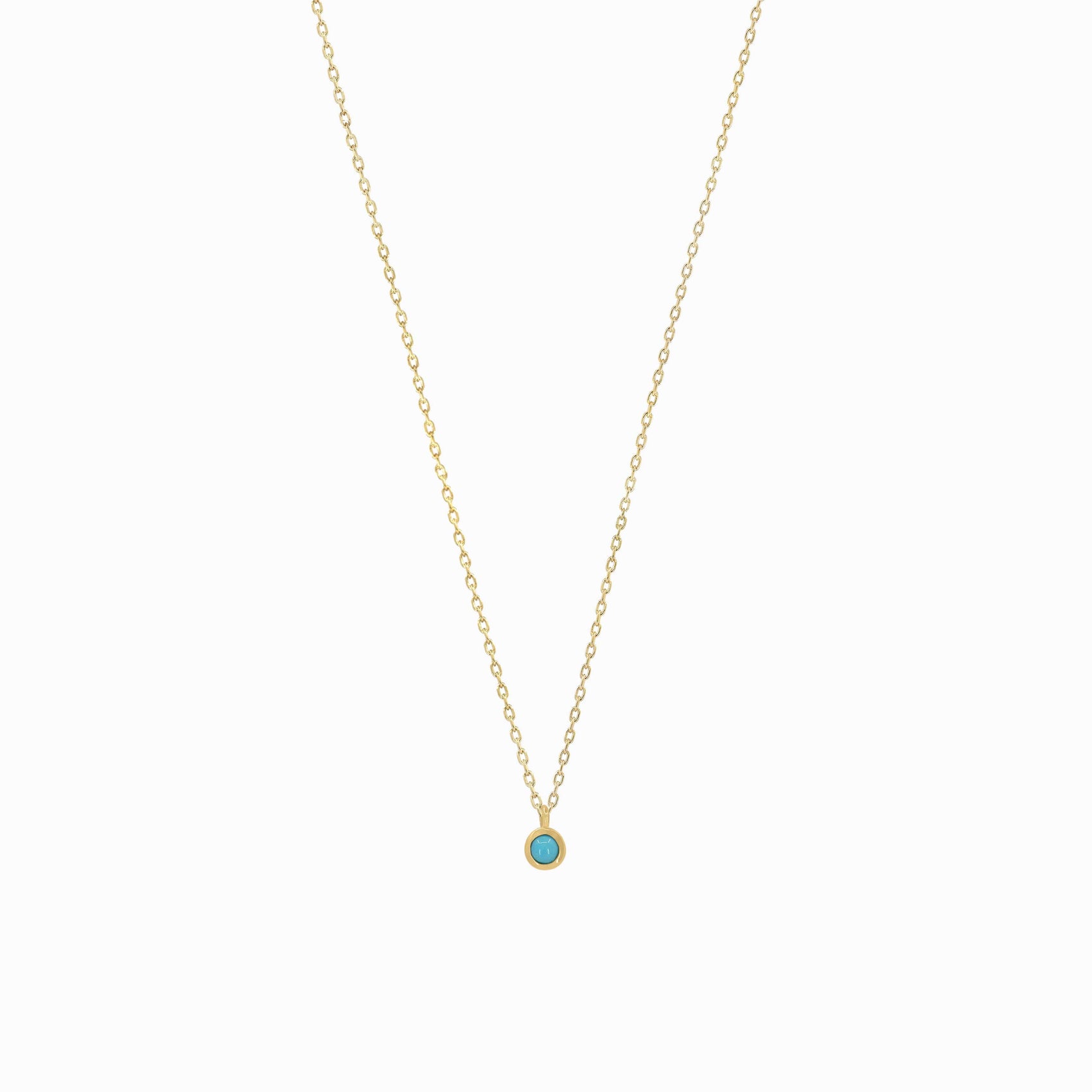 Birthstone Single Turquoise Pendant Necklace 14k Gold | December
