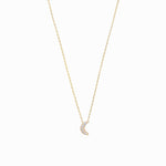 Crescent Diamond Solid Gold Necklace
