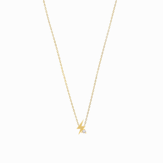 Lighting Bolt One Diamond Solid Gold Necklace