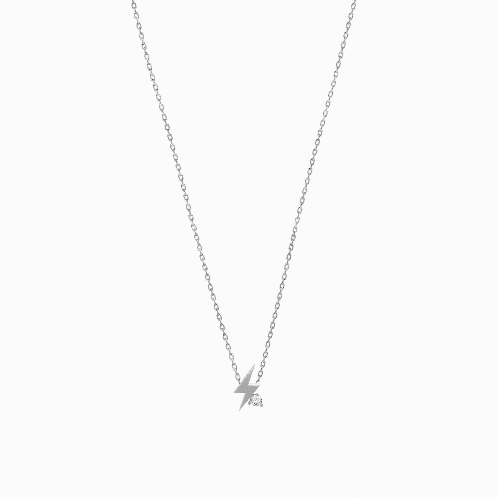 Lighting Bolt One Pavé Lab Diamond Necklace Sterling Silver
