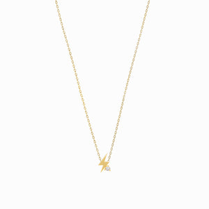 
          
          Load image into Gallery viewer, Lighting Bolt One Diamond Solid Gold Necklace
          
          