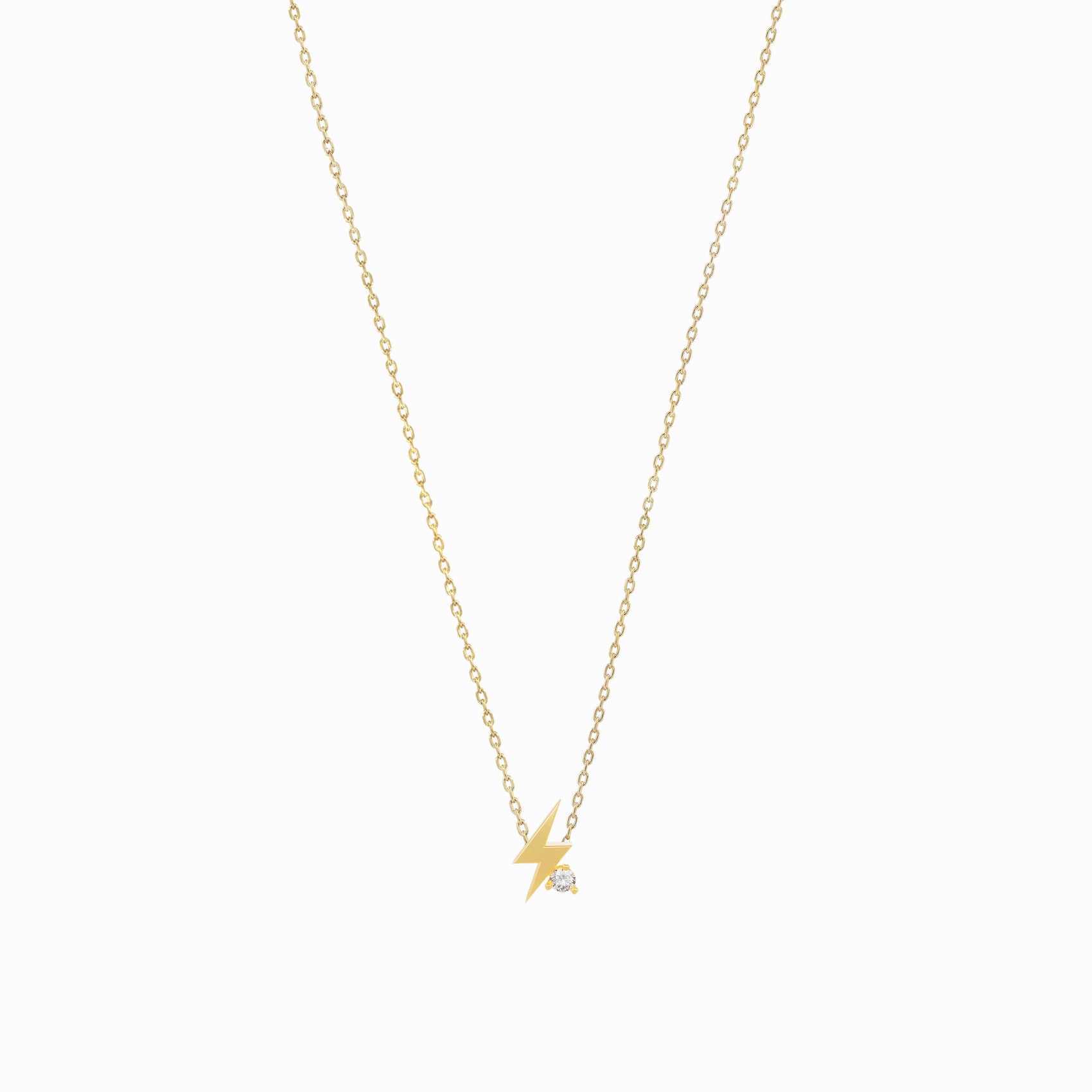 Lighting Bolt One Pavé Lab Diamond Necklace 14K Gold