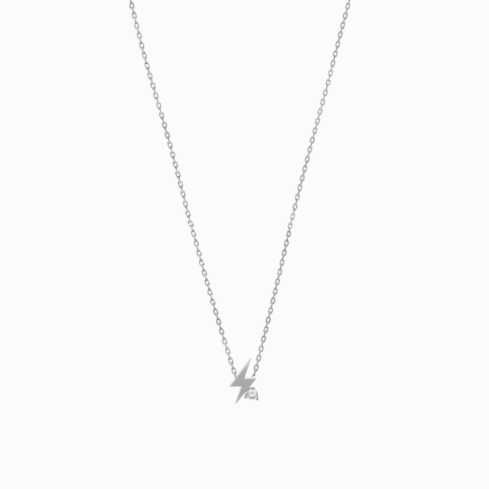 Lighting Bolt One Pavé Lab Diamond Necklace Sterling Silver