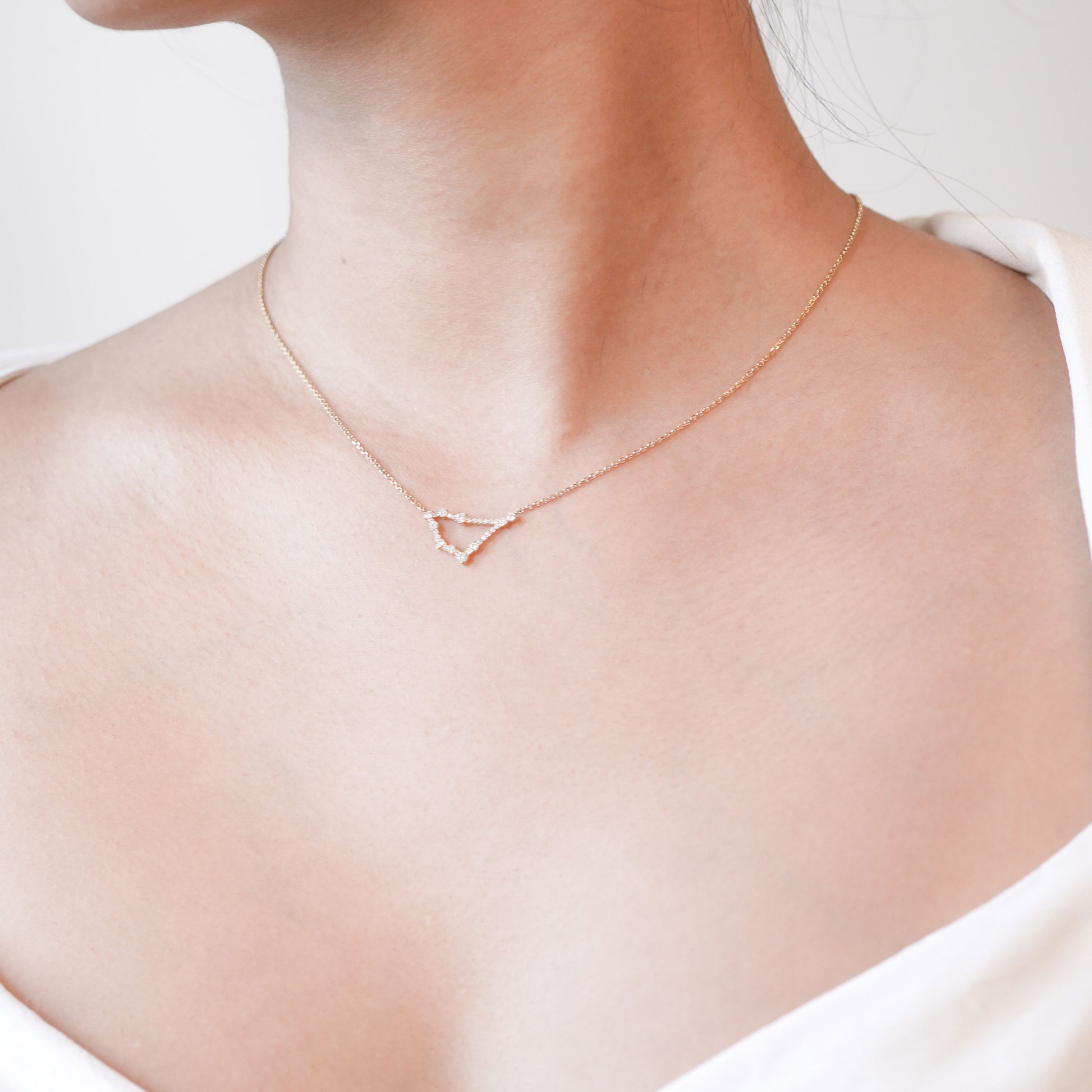 Capricorn Constellation Pavé Diamond Gold Necklace
