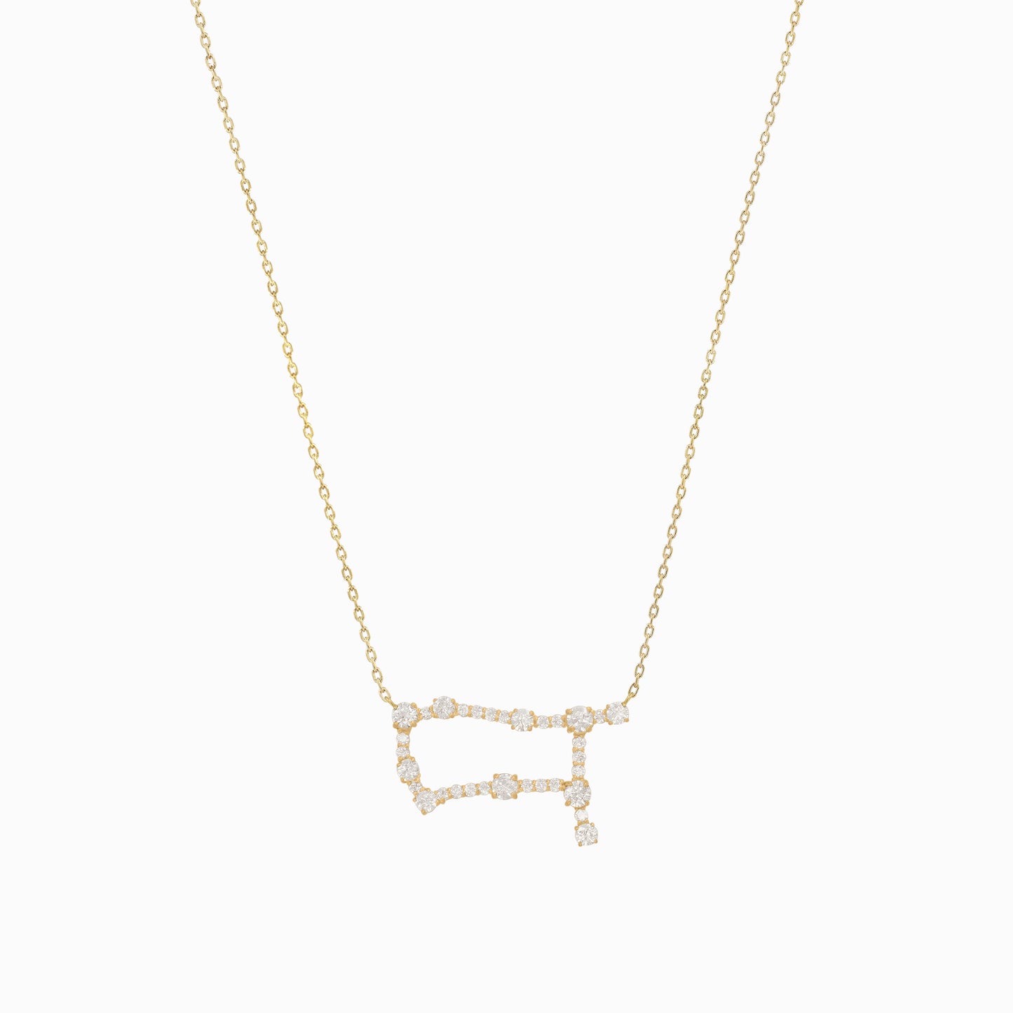 Gemini Constellation Pavé Diamond Necklace 14K Solid Gold