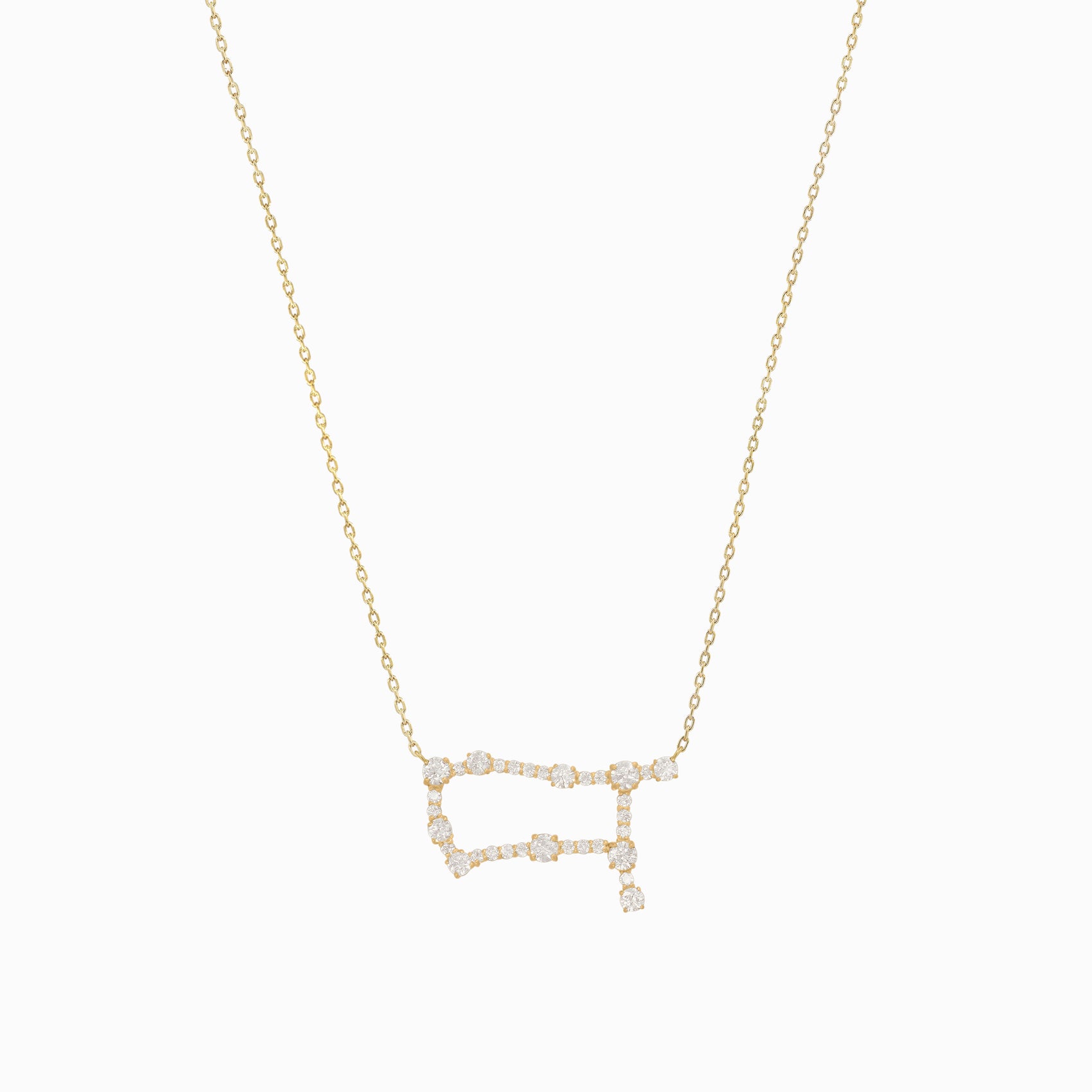 Gemini Constellation Pavé Diamond Necklace 14K Solid Gold