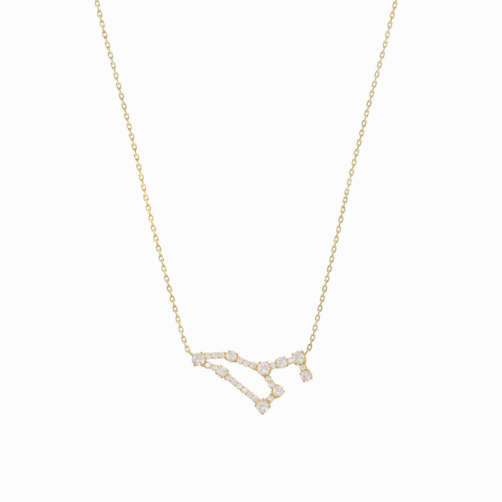 Leo Constellation Pavé Diamond Necklace 14K Solid Gold