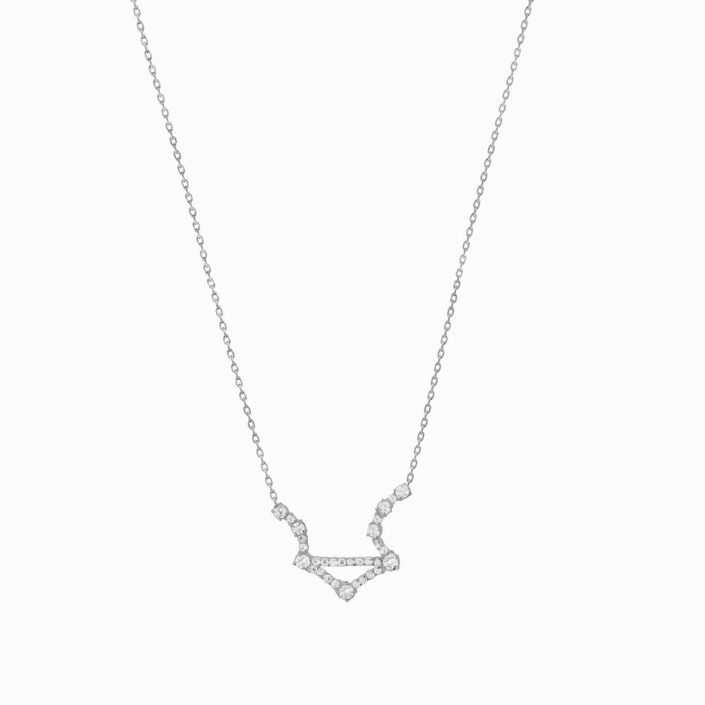 Libra Constellation Pavé Diamond Sterling Silver Necklace