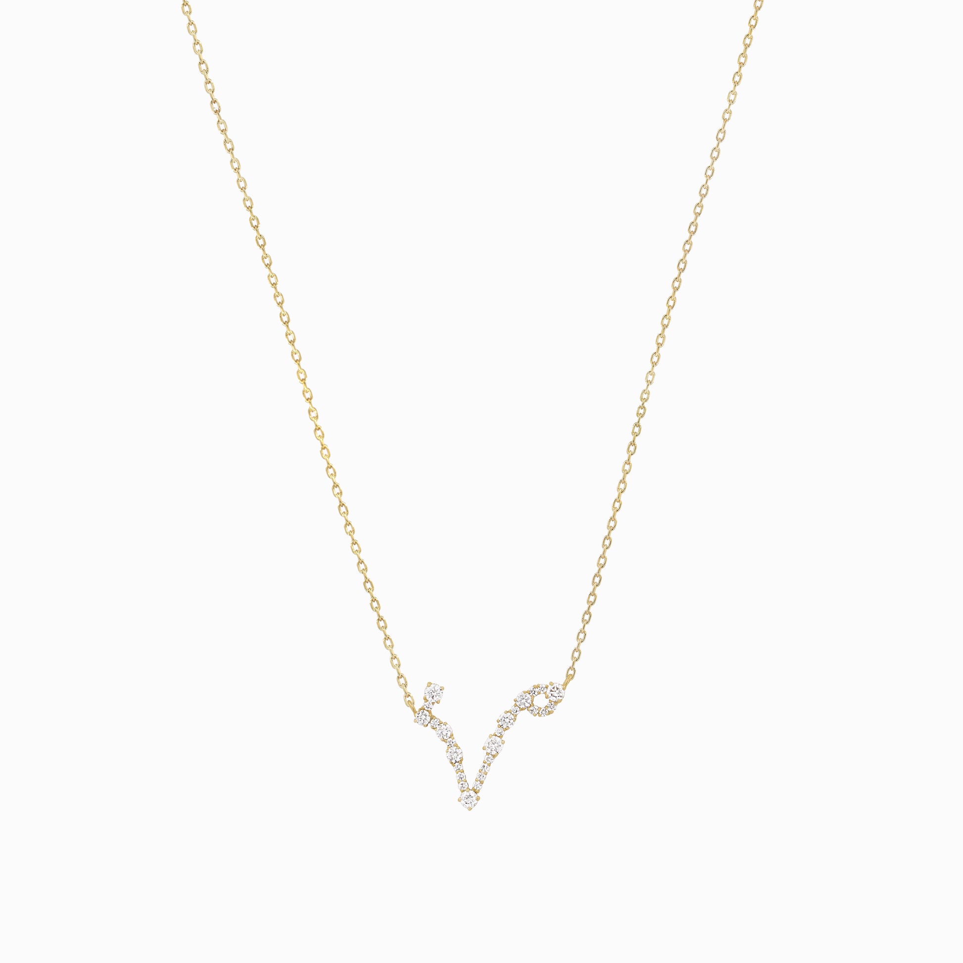 Pices Constellation Pavé Lab Diamond Necklace 14K Solid Gold Zodiac Gift