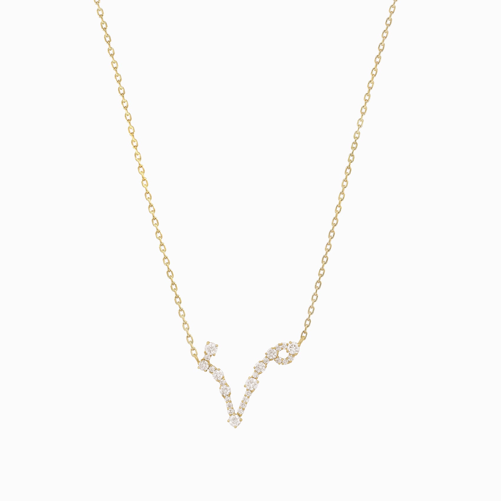 Pisces Constellation Pavé Lab Diamond Necklace 14K Solid Gold