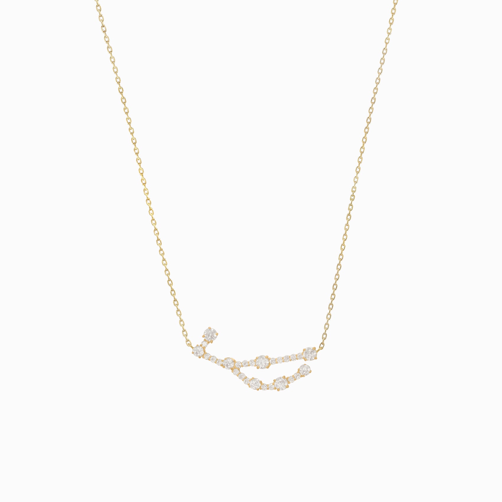 Virgo Constellation Pavé Diamond Necklace 14K Solid Gold