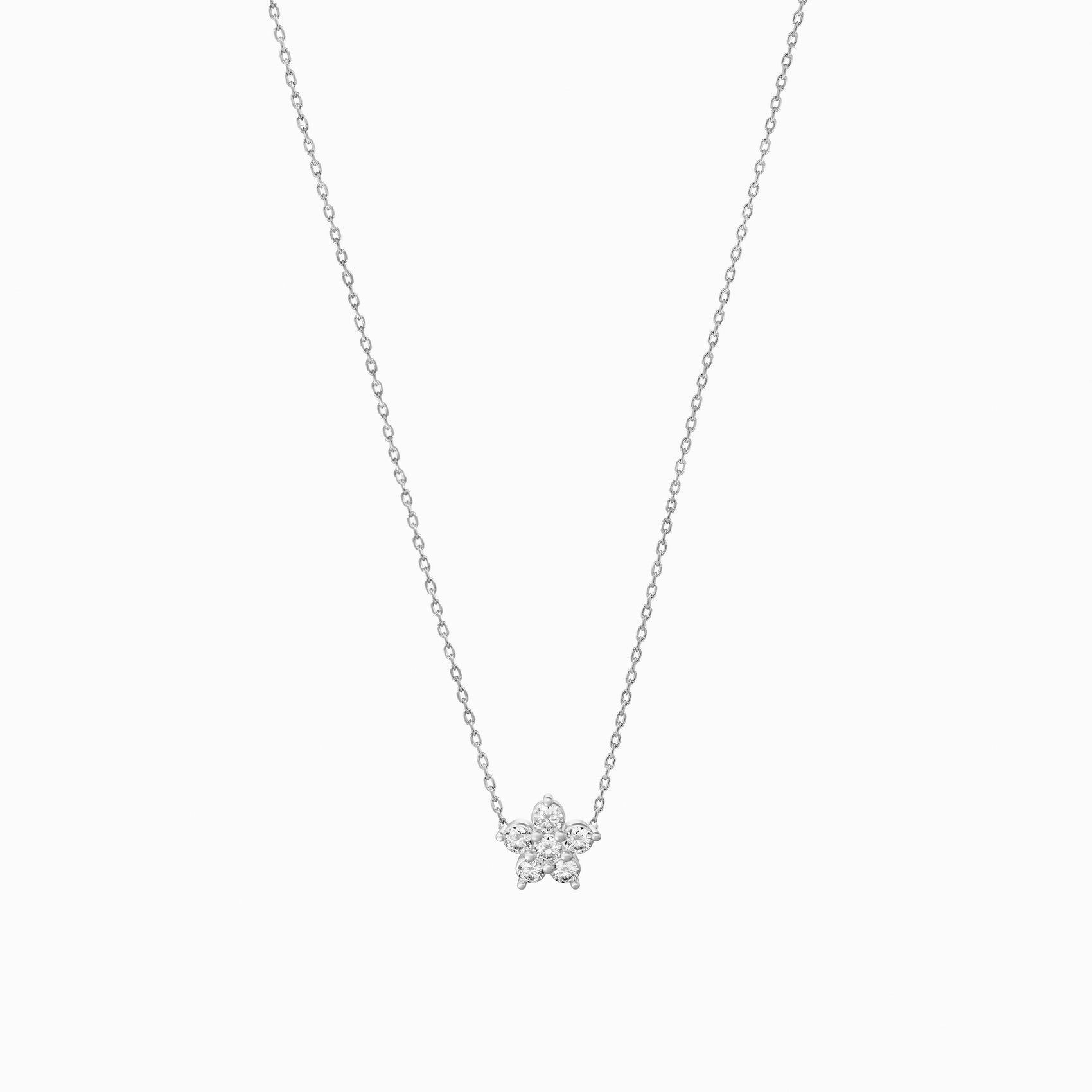 Flower Pavé Lab Diamond Necklace Sterling Silver