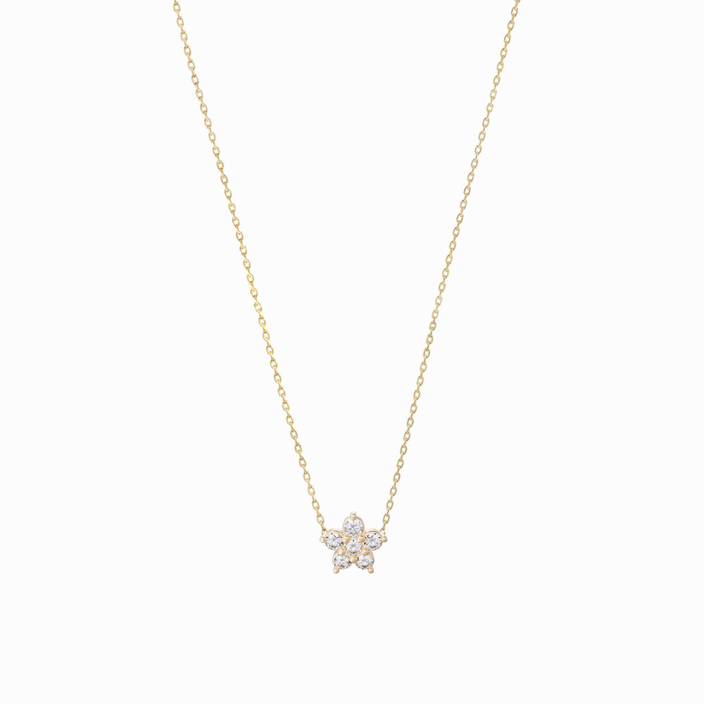 Flower Diamond Solid Gold Necklace