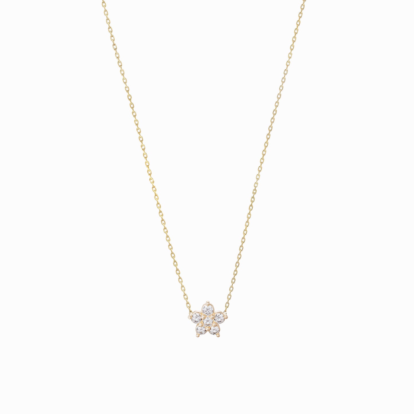 Flower Diamond Solid Gold Necklace