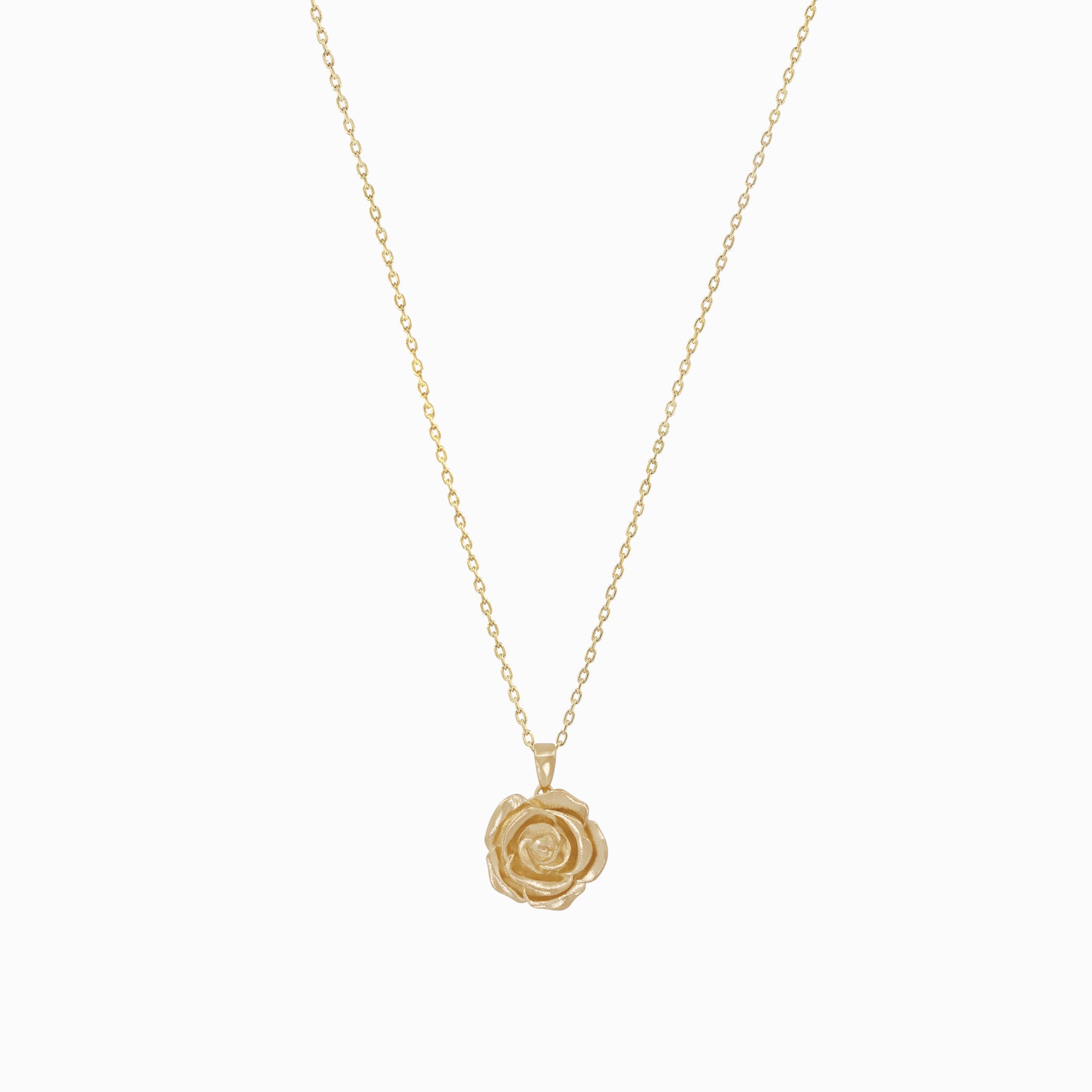 Rose Flower Pendant Necklace 14K Gold