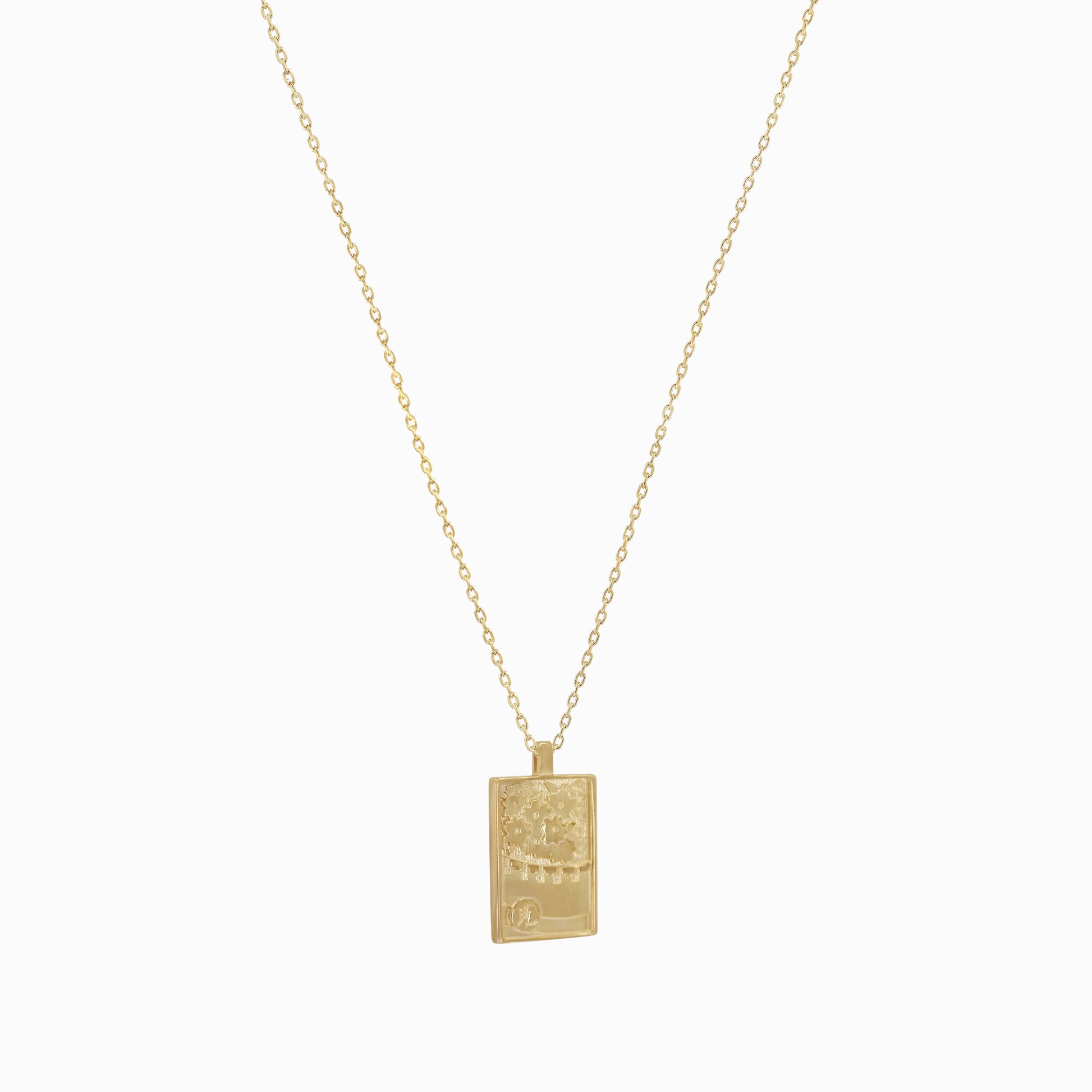 Korean Go-Stop Card Game Ogwang March Pendant Necklace 14K Gold 오광 벚꽃