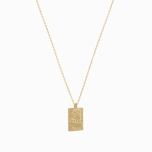 Korean Go-Stop Card Game Ogwang March Pendant Necklace 14K Gold 오광 벚꽃