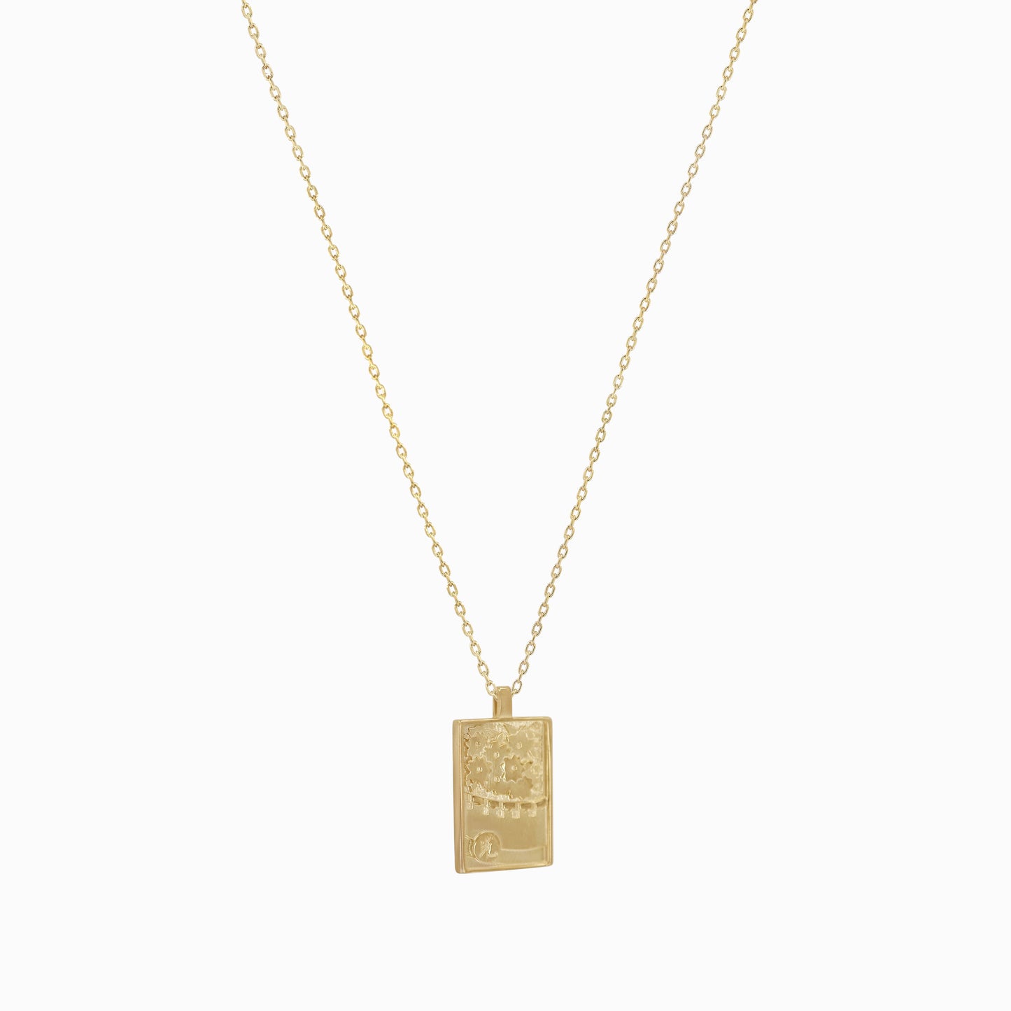 Korean Go-Stop Card Game Ogwang March Pendant Necklace 14K Gold 오광 벚꽃
