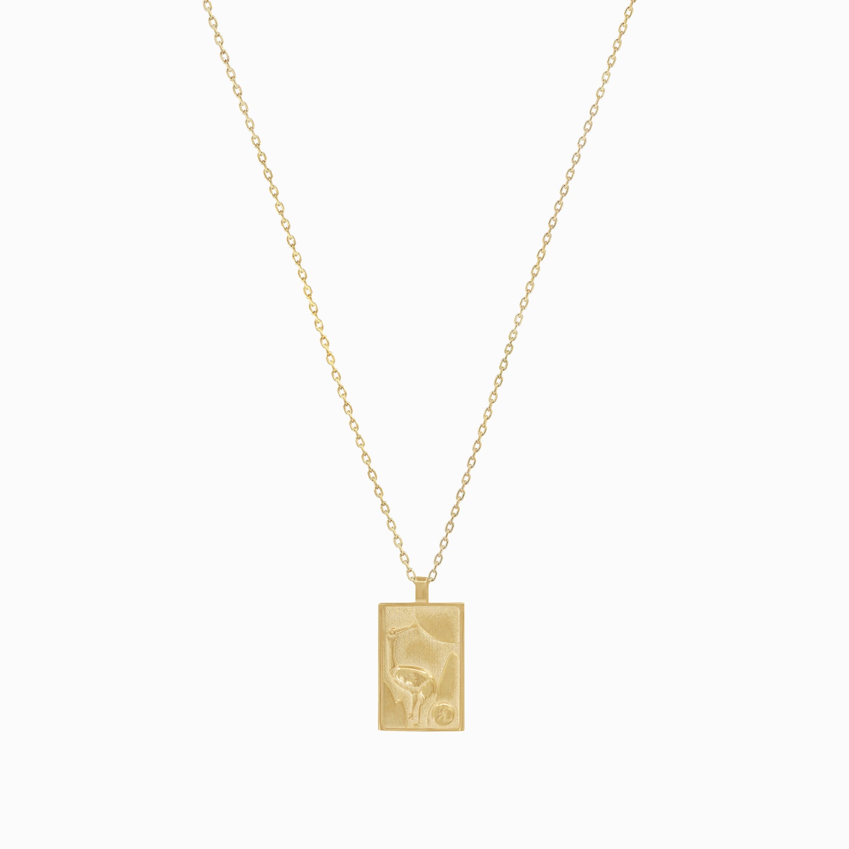 Korean Go-Stop Card Game Ogwang January Pendant Necklace 14K Gold 오광 송학