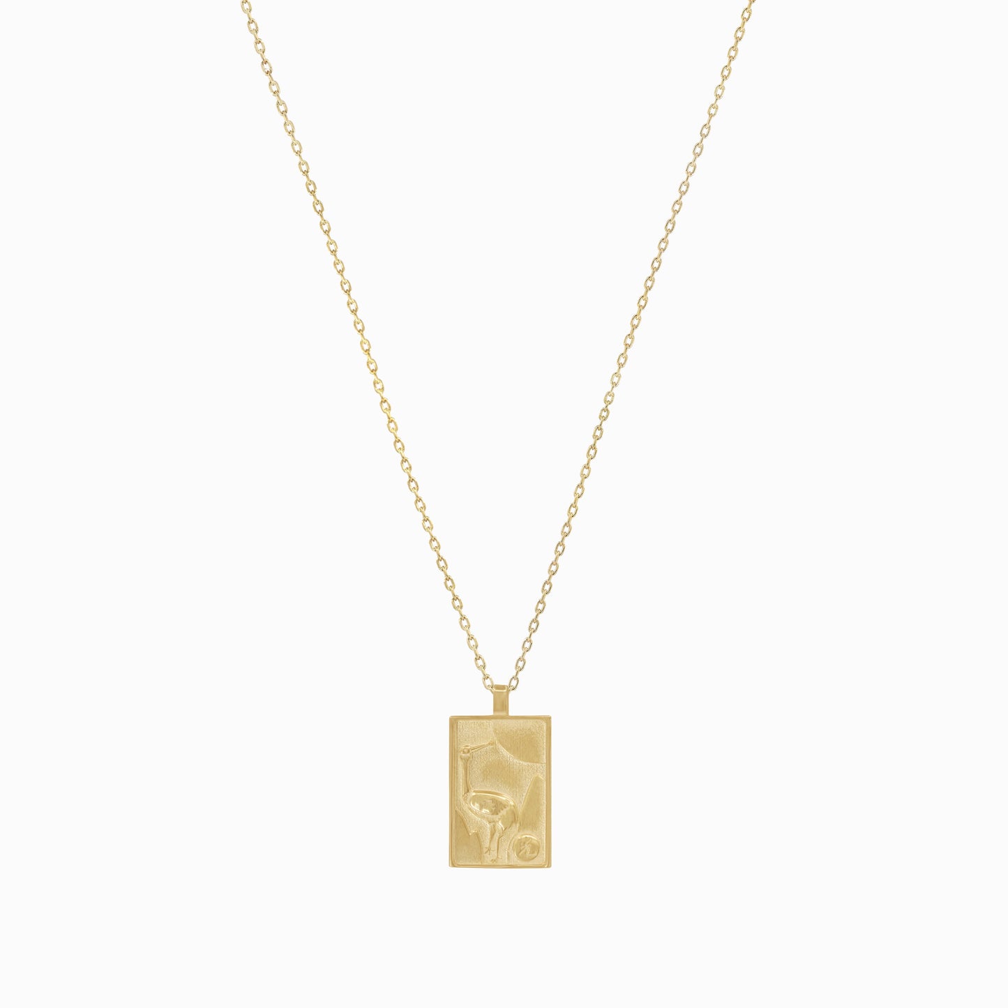 Korean Go-Stop Card Game Ogwang January Pendant Necklace 14K Gold 오광 송학
