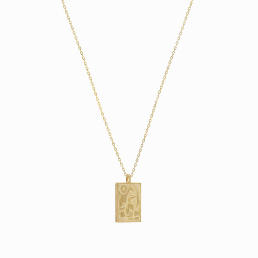 Korean Go-Stop Card Game Ogwang December Pendant Necklace 14K Solid Gold 오광 비