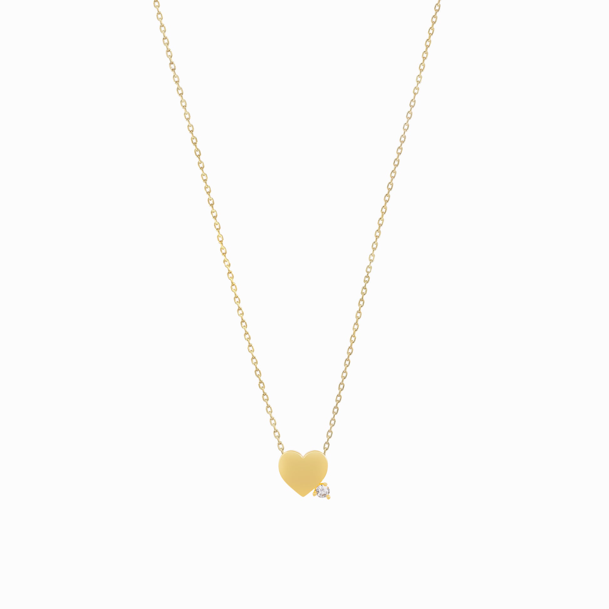 Heart One Diamond Solid Gold Necklace