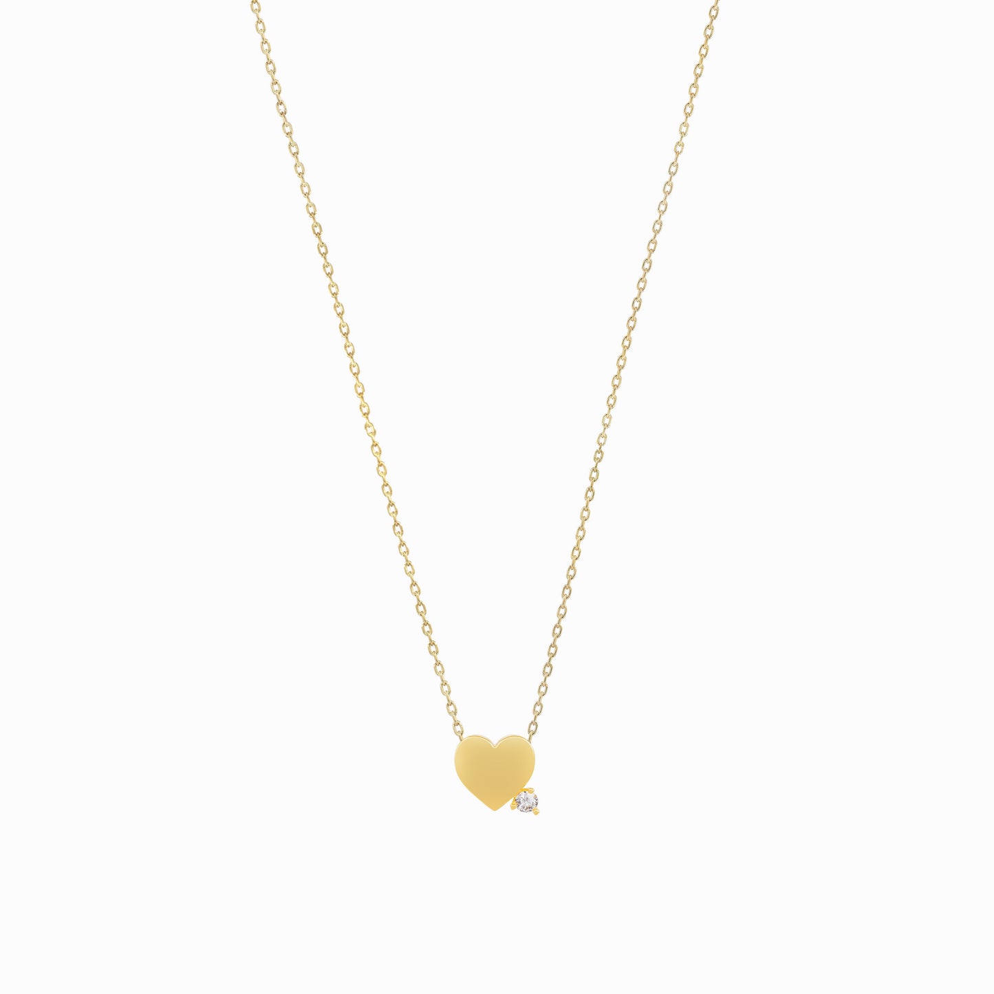 Heart One Diamond Solid Gold Necklace
