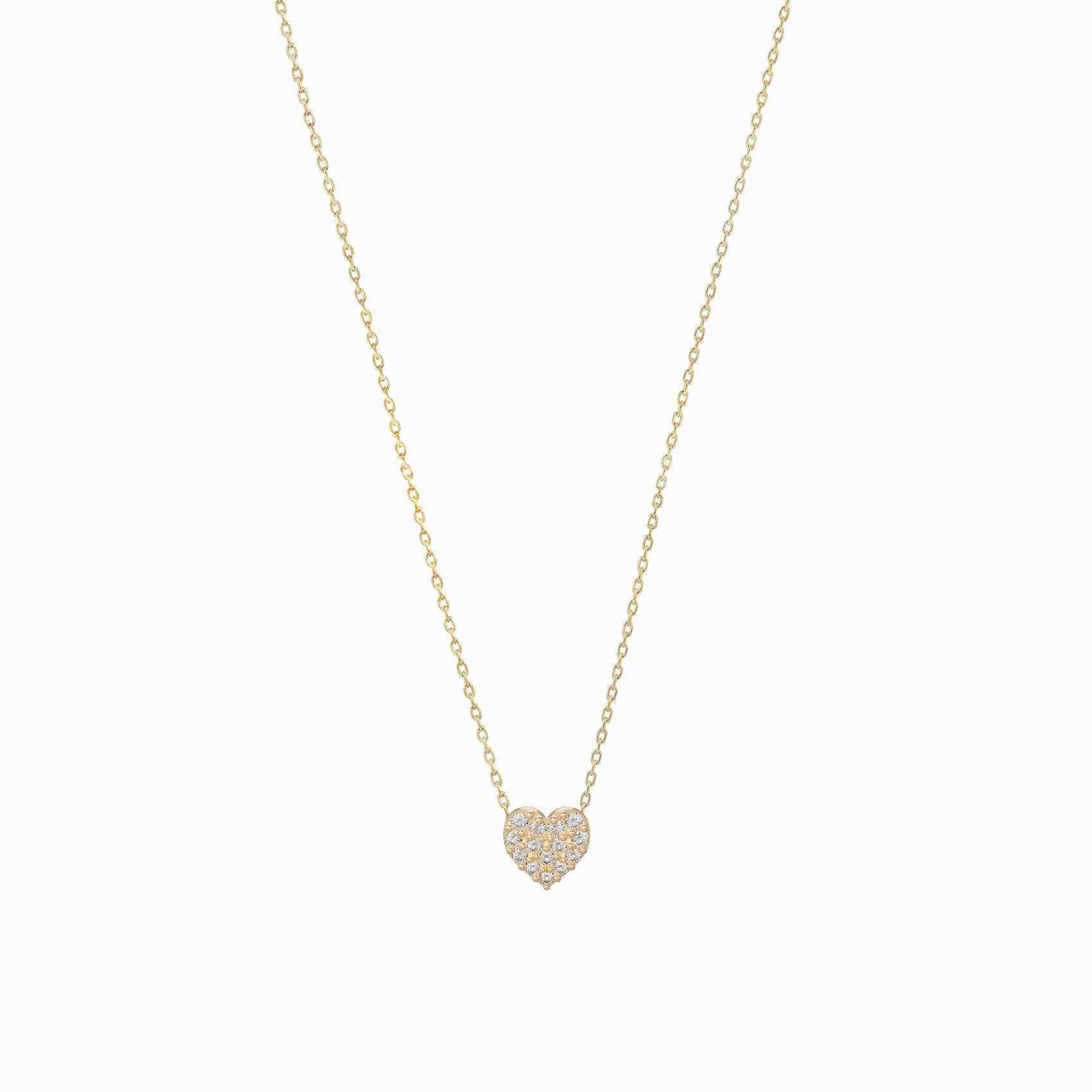 Heart Diamond Solid Gold Necklace 14K Gold