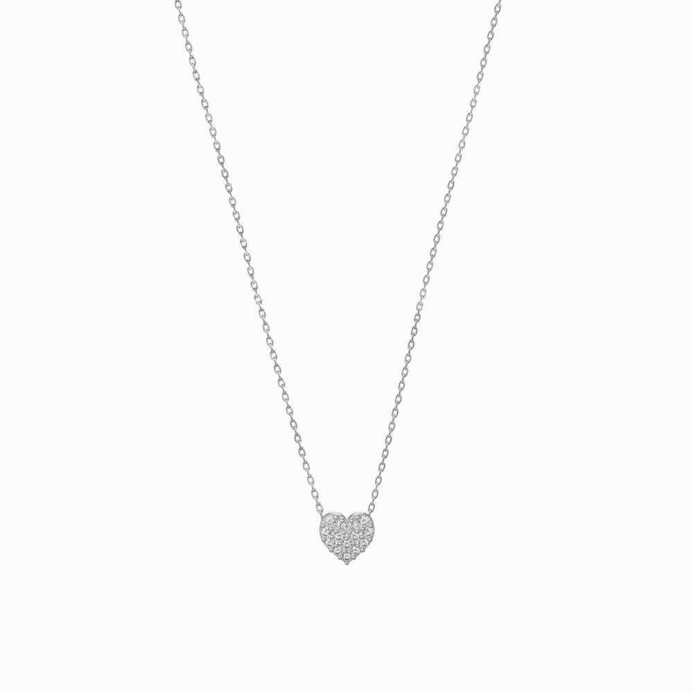 Heart Pavé Lab Diamond Necklace Sterling Silver