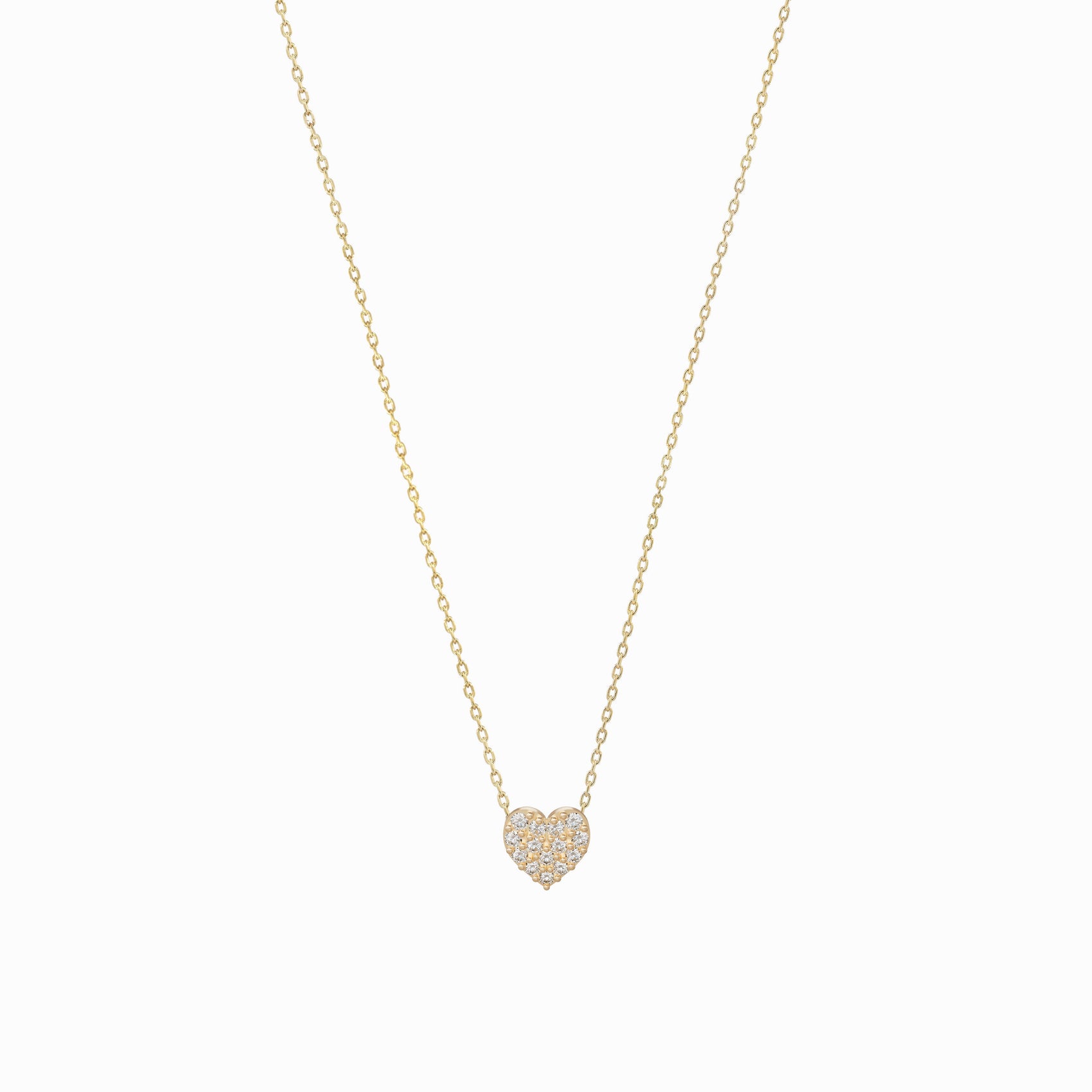 Heart Pavé Lab Diamond Necklace 14K Gold