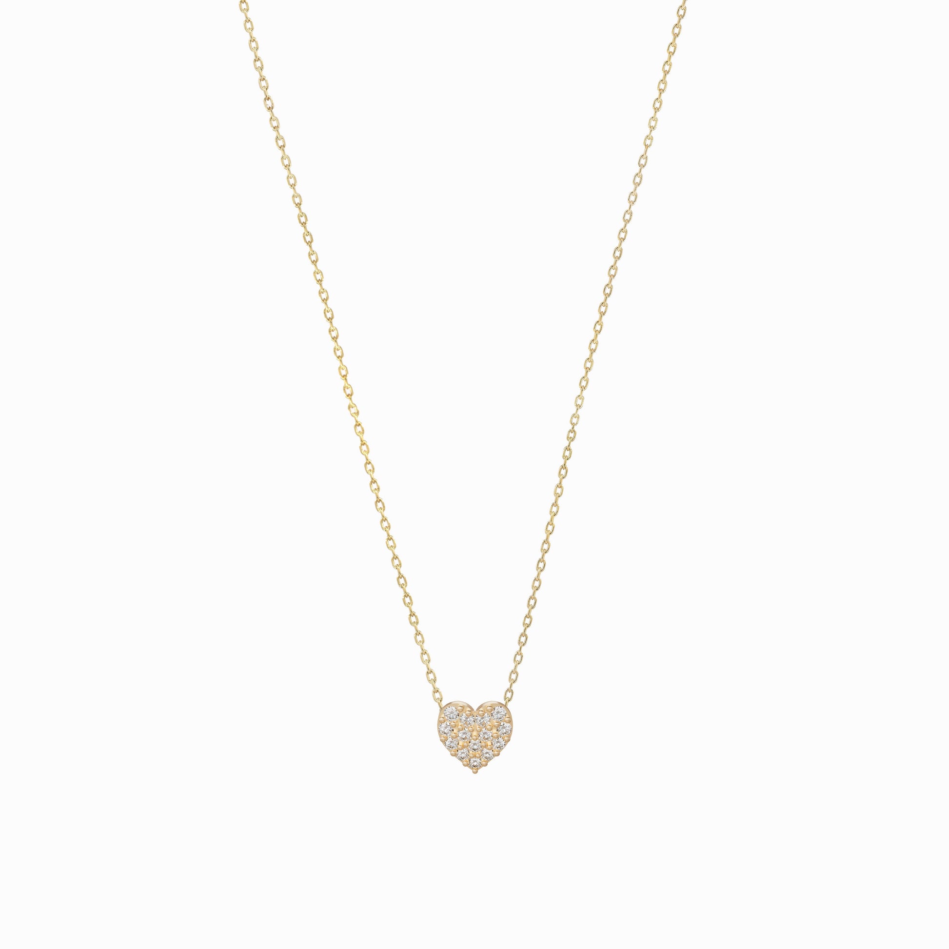 Heart Diamond Solid Gold Necklace 14K Gold