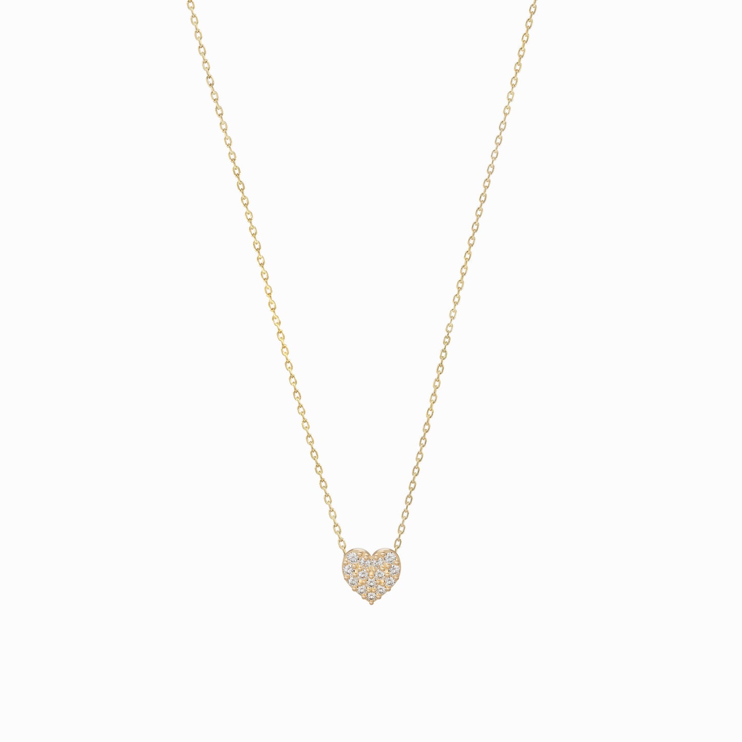 Heart Diamond Solid Gold Necklace 14K Gold