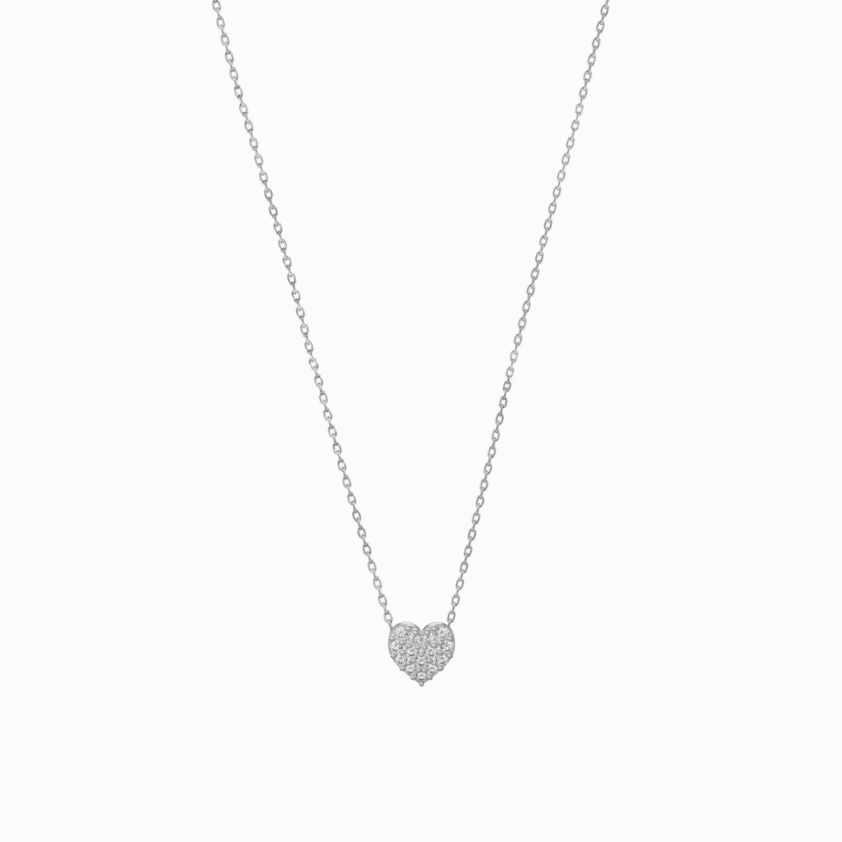 Heart Pavé Lab Diamond Necklace Sterling Silver