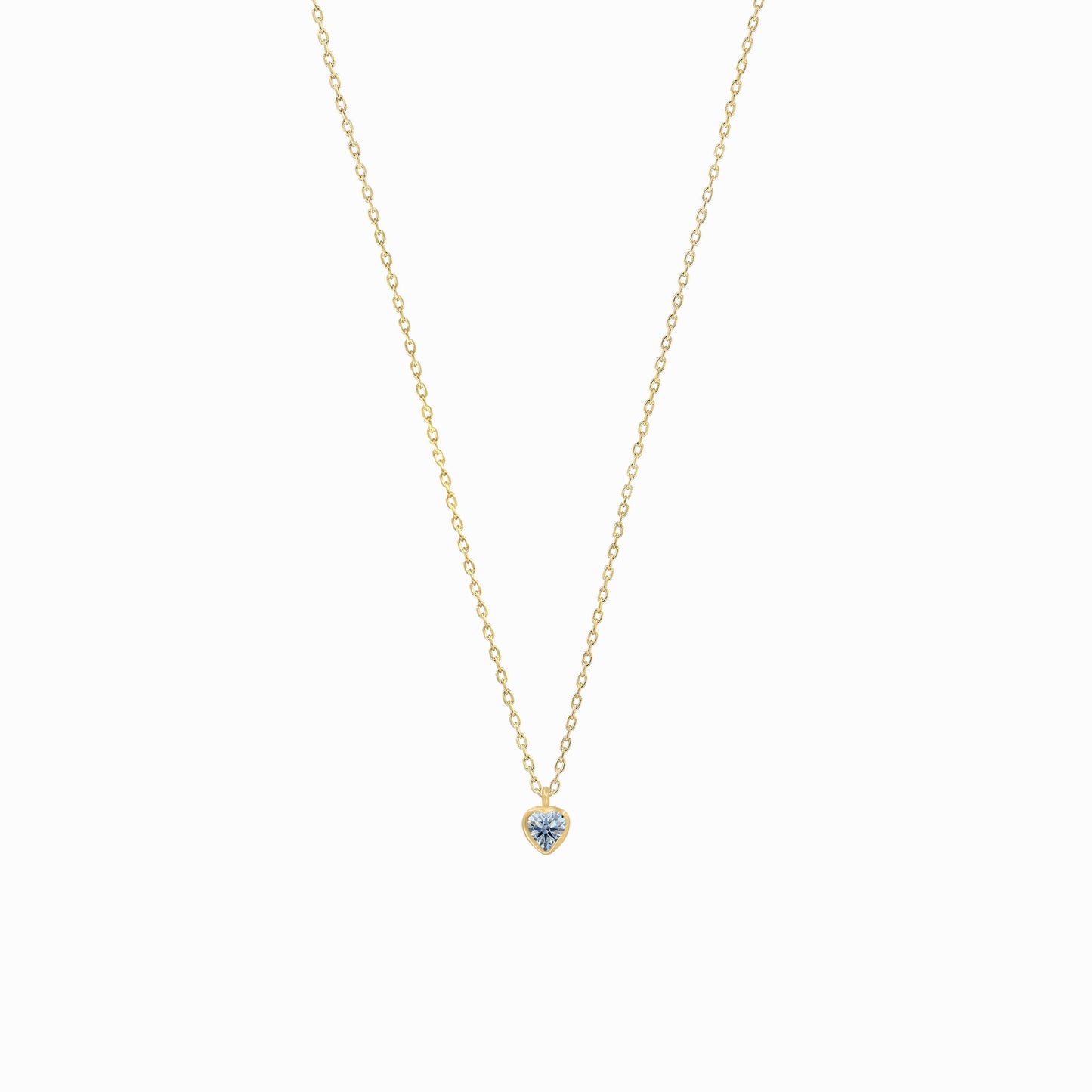 Blue Heart Shape Lab Diamond Necklace 14K Gold