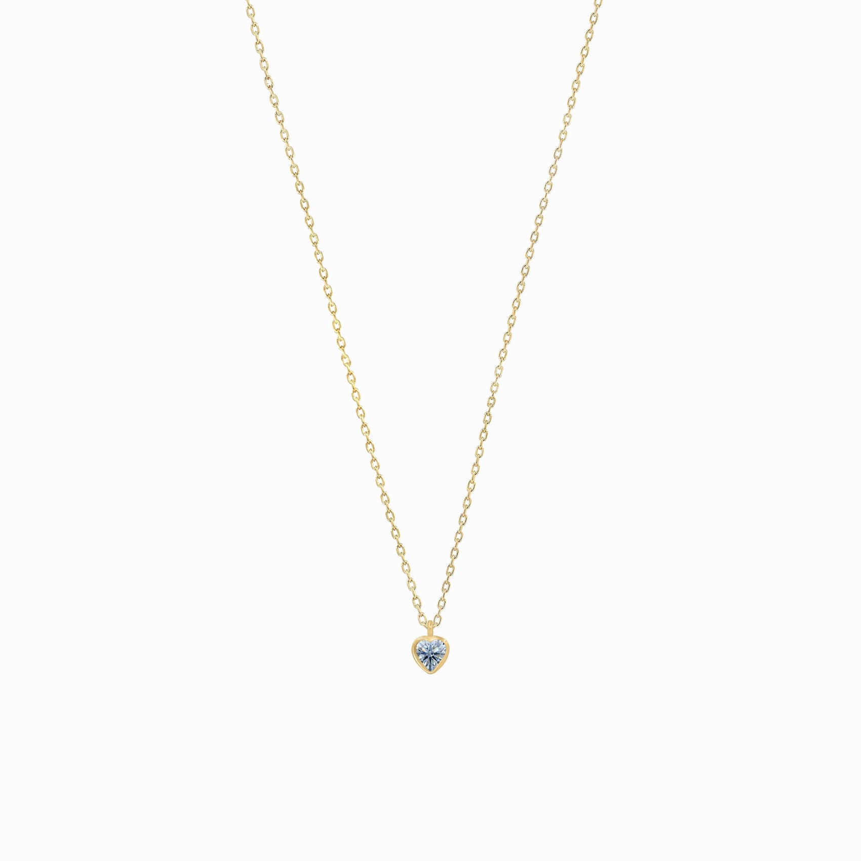 Blue Heart Shape Lab Diamond Necklace 14K Gold