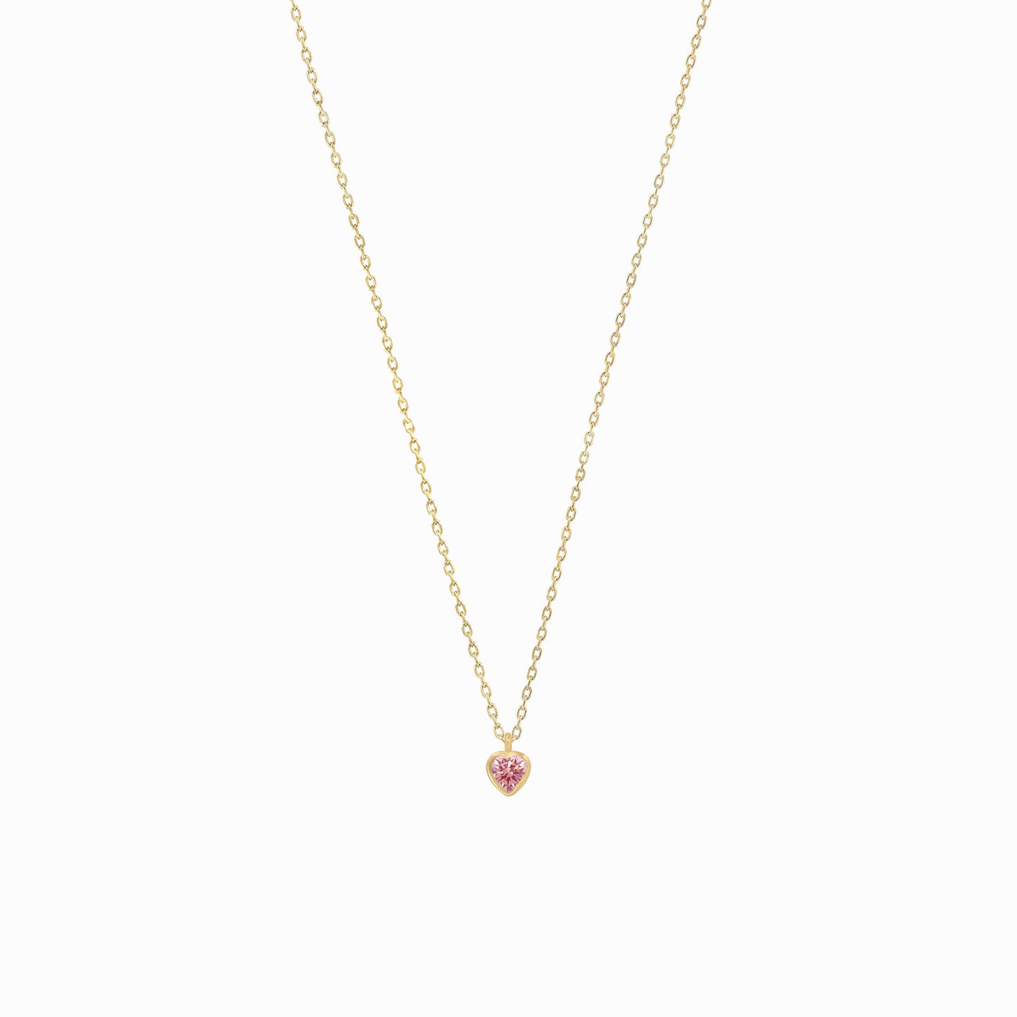 Pink Heart Shape Lab Diamond Necklace 14K Gold