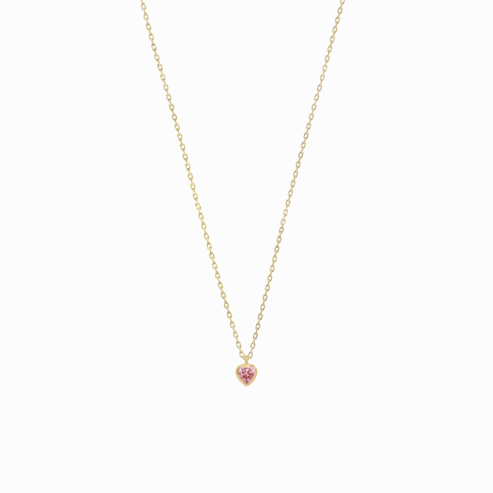 Pink Heart Shape Lab Diamond Necklace 14K Gold