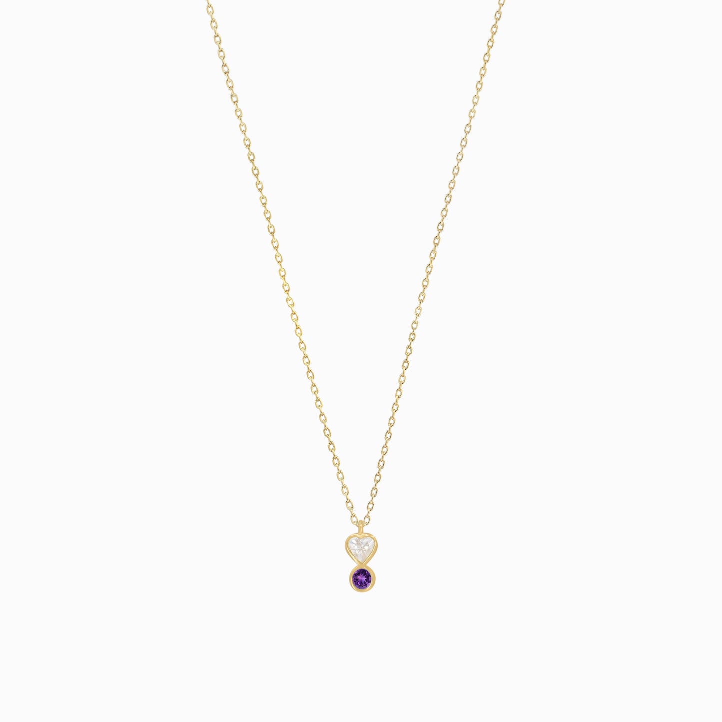 Heart Shape Lab Diamond & Natural Ruby Necklace 14K Solid Gold | July Birthstone