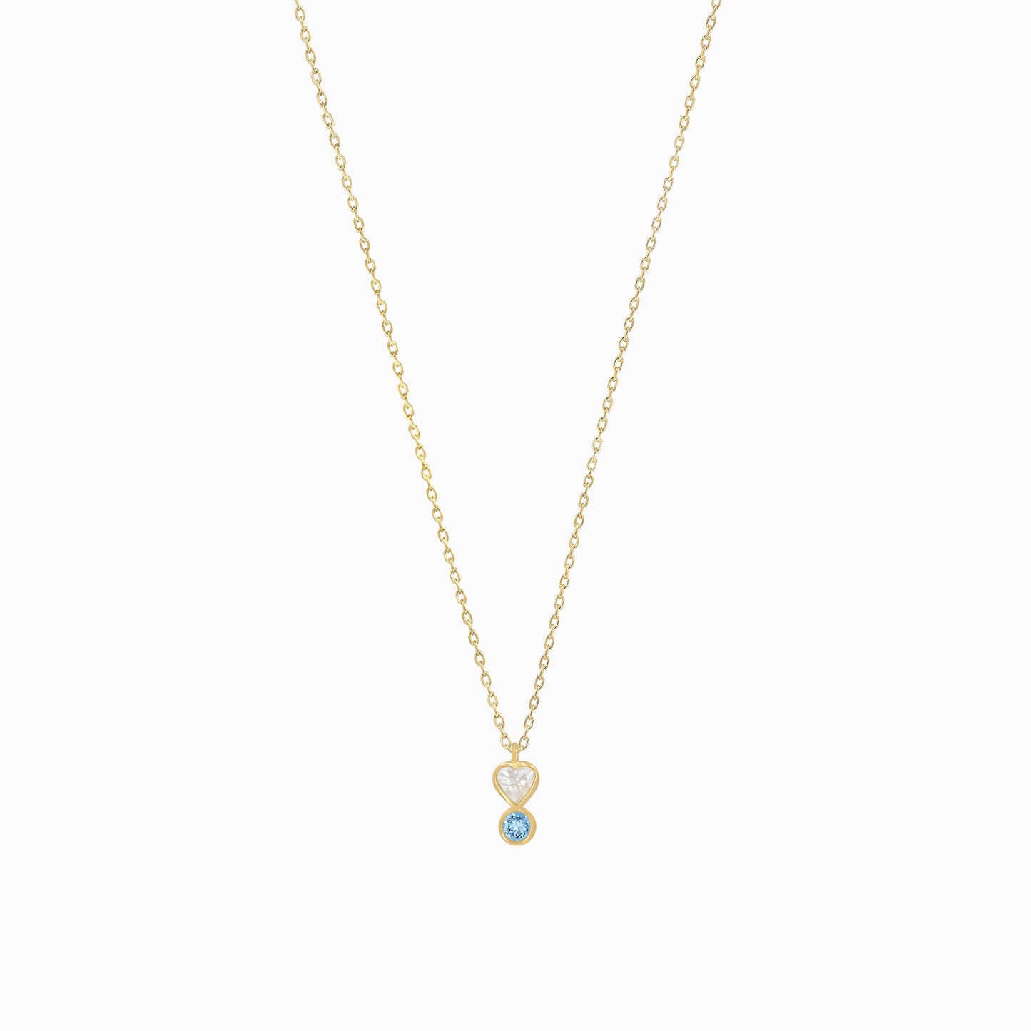 Heart Shape Lab Diamond & Natural Ruby Necklace 14K Solid Gold | July Birthstone