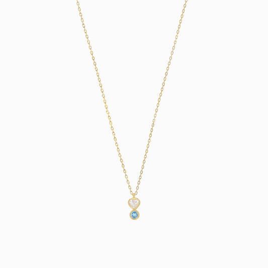 Heart Shape Lab Diamond & Natural Ruby Necklace 14K Solid Gold | July Birthstone