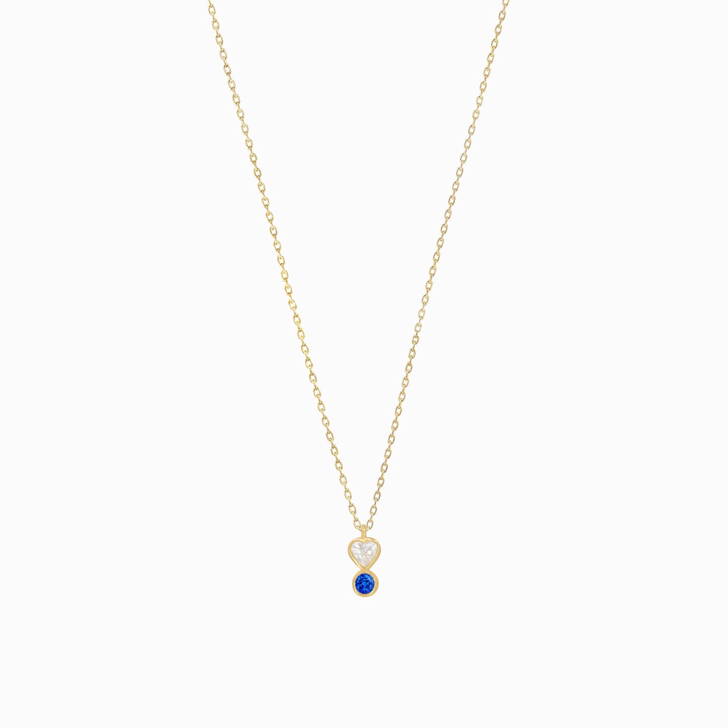 Heart Shape Lab Diamond & Natural Ruby Necklace 14K Solid Gold | July Birthstone