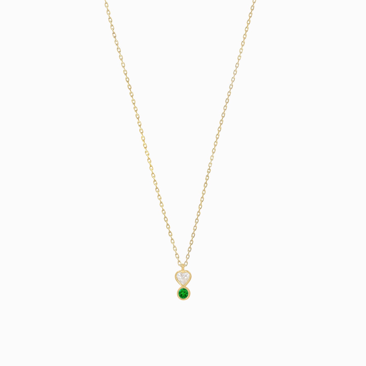 Heart Shape Lab Diamond & Natural Ruby Necklace 14K Solid Gold | July Birthstone