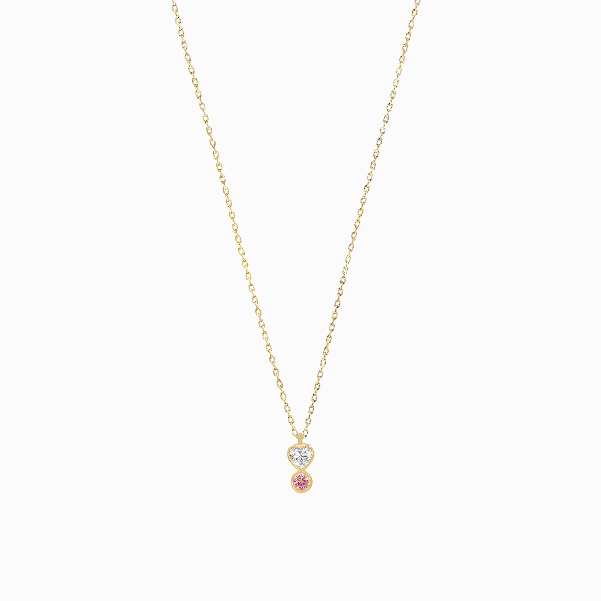 Heart Shape and Round Pink Lab Diamond