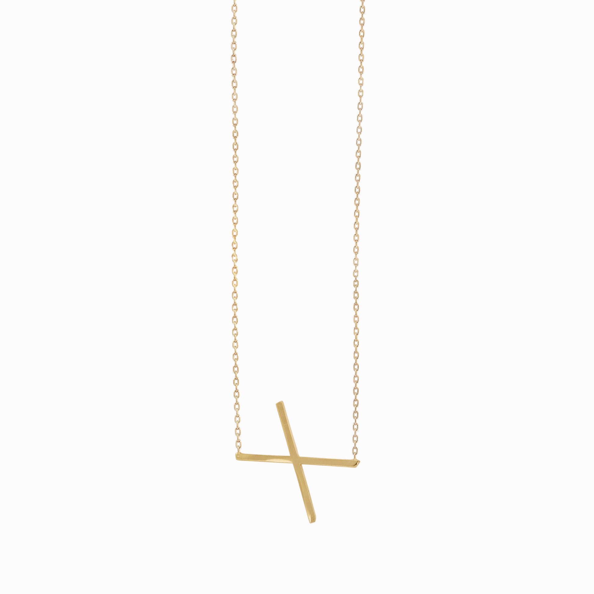 X Large Initial Letter Necklace 14K Gold
