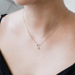 S Initial Letter Pavé Lab Diamond Necklace 14K Gold