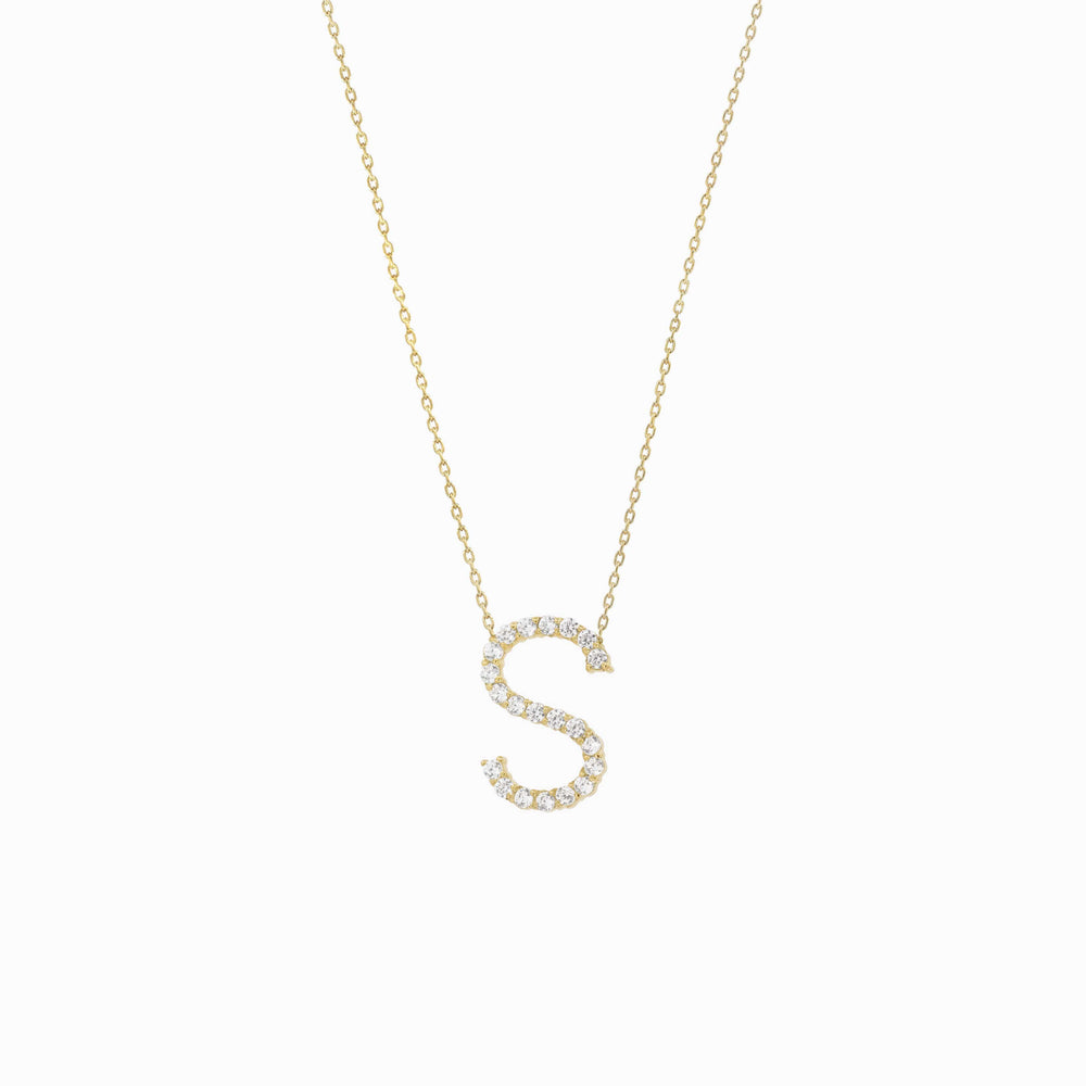 S Initial Letter Diamond Necklace