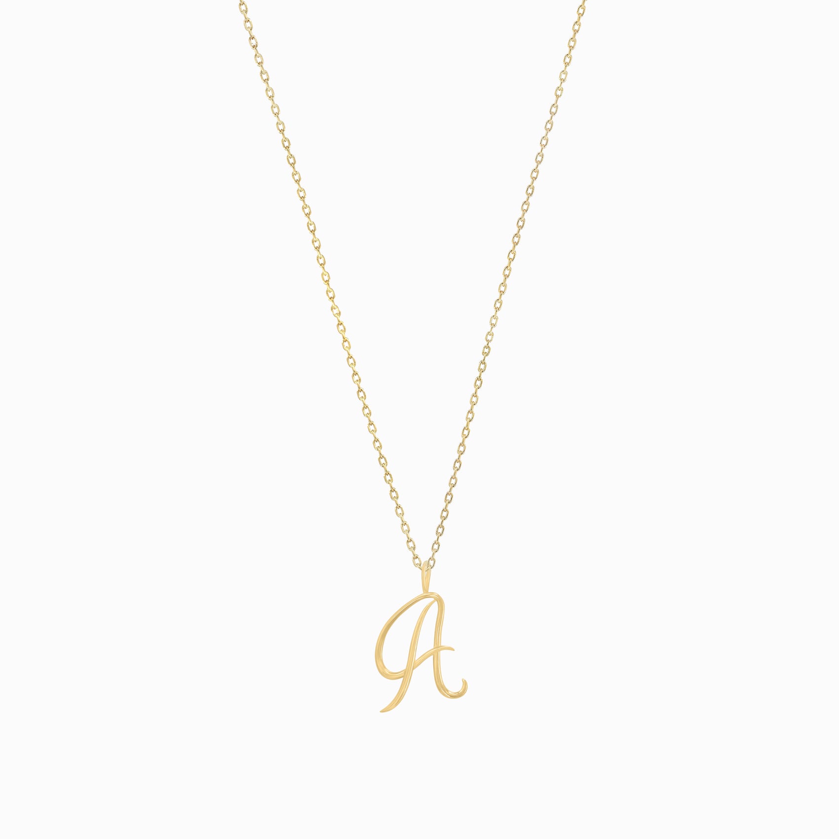 A Script Initial Letter Charm Pendant 14K Gold