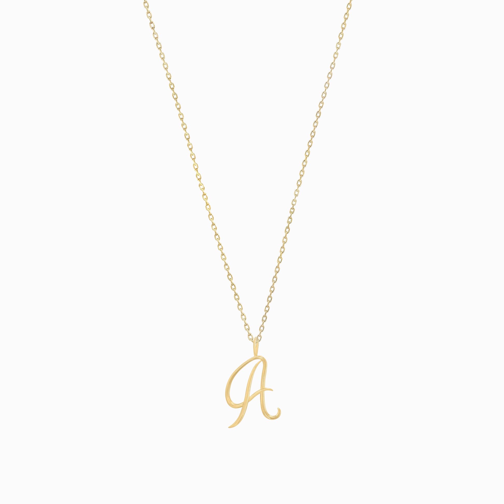 A Script Initial Letter Charm Pendant 14K Gold